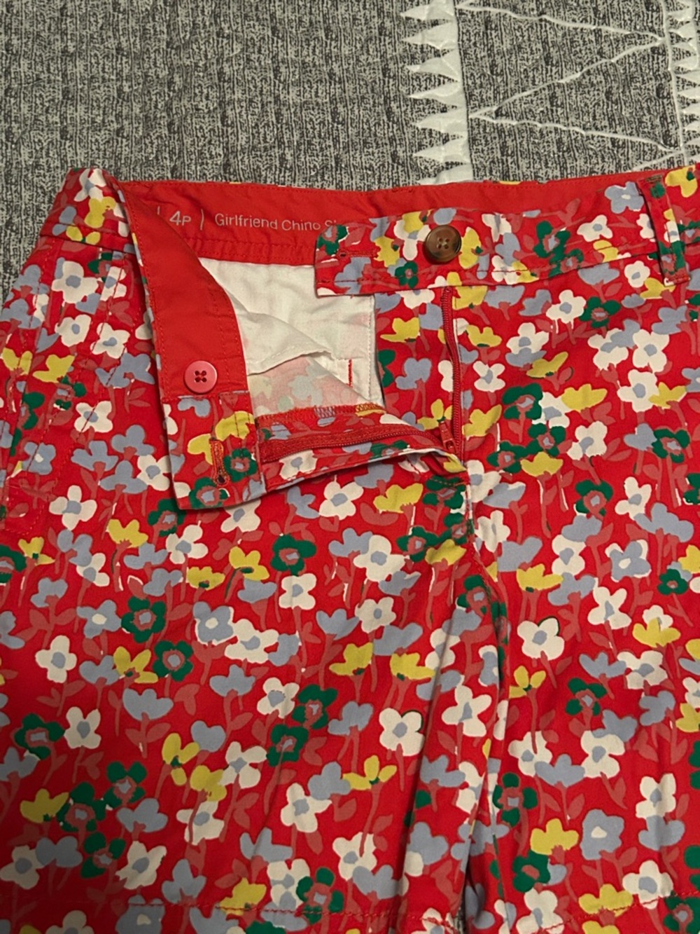 Talbots Red Floral Girlfriend Chino Bermuda Shorts - Picture 5 of 5